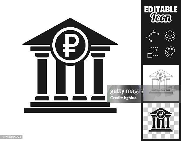 russian ruble bank building. icon for design. easily editable - bank branch stock illustrations