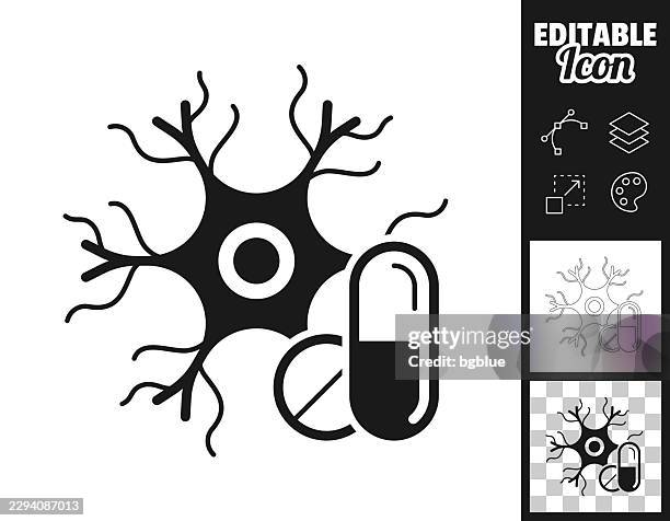 nerve medication. icon for design. easily editable - neuron schema stock illustrations