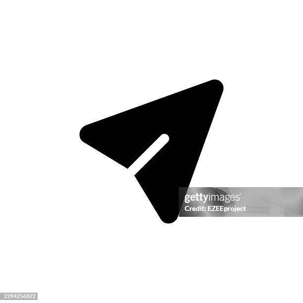 black paper plane send icon. cursor pointer arrow symbol icon. navigation send message icon - aerospace software stock illustrations