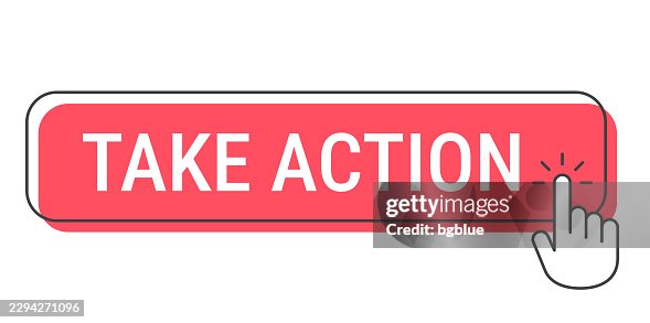 Take Action - Click button with hand cursor on white background Take Action - Click button with hand cursor on white background