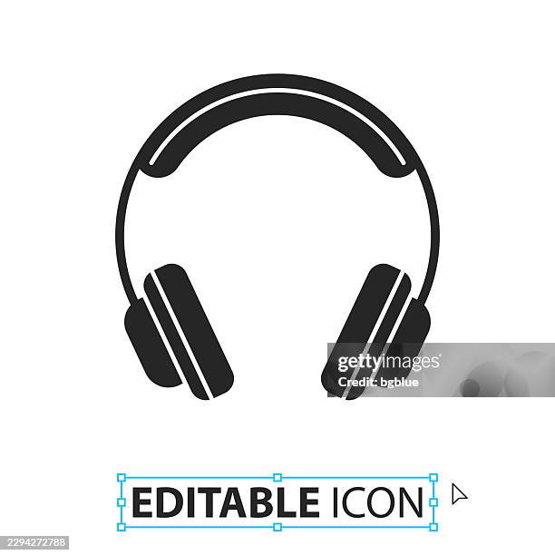 headphones - editable icon on white background - gaming headset white background stock illustrations