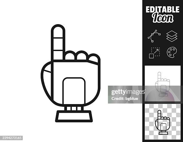 robotic pointing finger. icon for design. easily editable - bionic hand stock illustrations