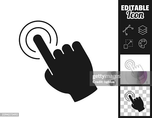 hand tapping touchscreen. icon for design. easily editable - hand tapping iphone stock illustrations