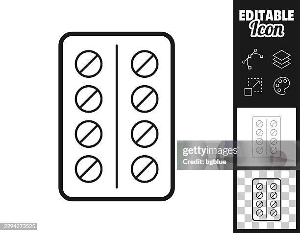 pill blister pack. icon for design. easily editable - pharmaceutical packaging stock illustrations