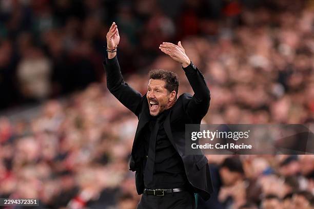 Diego Simeone, Manager of Atletico Madrid, reacts during the UEFA Champions League 2026/27 League Phase MD1 match between Liverpool FC and Atletico...