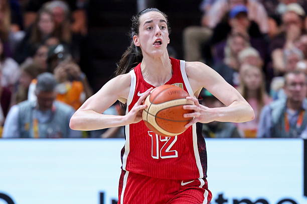Berlin, Germany Caitlin Clark of USA controls the ball during the FIBA Women's Basketball World Cup Germany 2026 semifinal match between Spain and...