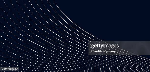 abstract black and white wave dotted line flowing motion technology design material background - dotted line stock illustrations