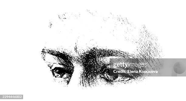 sketch of human eyes, look, monochrome hand drawn graphic drawing by the author. - man eyebrows stock illustrations