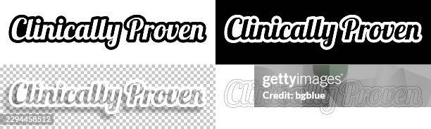 clinically proven - text for design. blank, white and black backgrounds - line text - inhaler stock illustrations