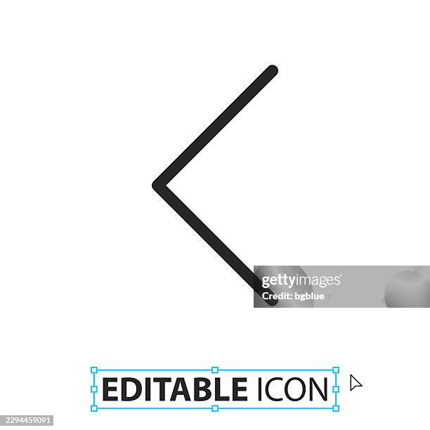 chevron left - line editable icon on white background - less icon stock illustrations