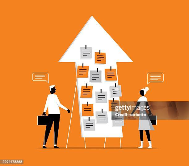 team brainstorming - integrated solutions stock illustrations