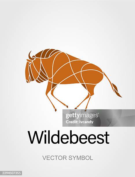 wildebeest symbol design - wildebeest migration stock illustrations