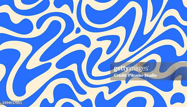 modern fluid blue and cream abstract organic wavy pattern background with smooth flowing curves - nature pattern stock illustrations