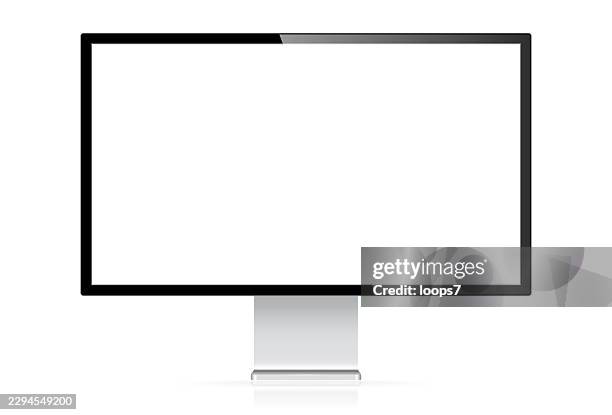modern computer monitor with blank white screen vector illustration - using computer blank screen stock illustrations