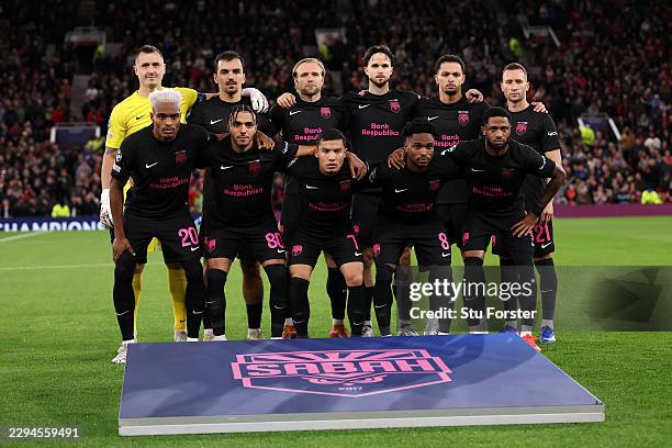 Players of Sabah line up for a team photograph before the UEFA Champions League 2026/27 League Phase MD1 match between Manchester United and Sabah FC...