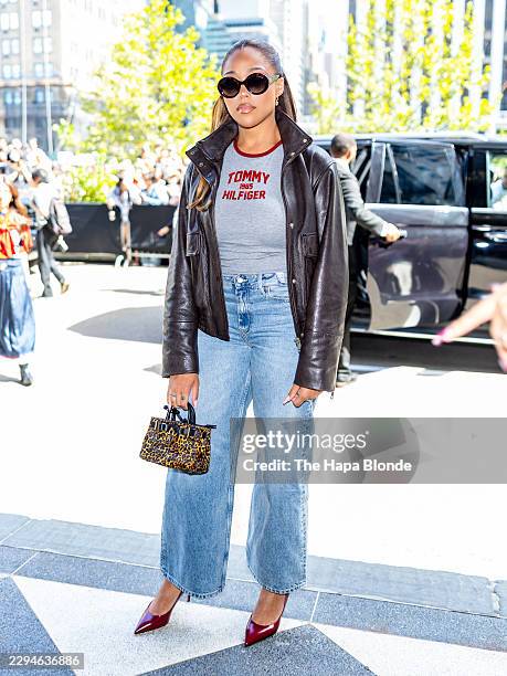 Jordyn Woods attends the Tommy Hilfiger fashion show during New York Fashion Week: The Shows at the Plaza Hotel on September 10, 2026 in New York...