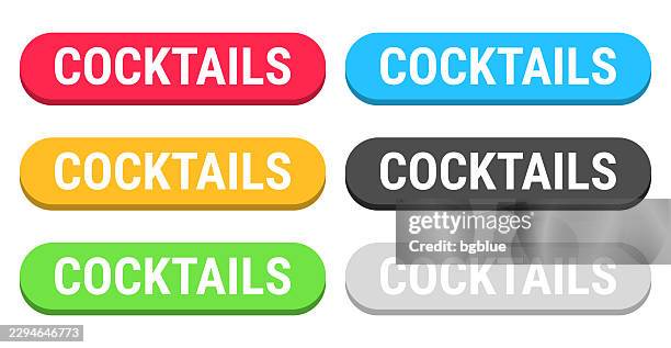 cocktails - colorful 3d click web buttons on blank background - mocktail stock illustrations