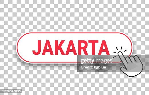 Jakarta - 3D click web button with hand cursor on blank background Jakarta - 3D click web button with hand cursor on blank background