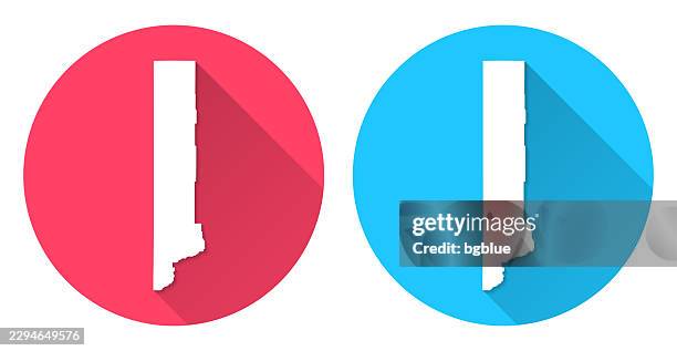 washoe county, nevada map. round icon with long shadow on red or blue background - reno stock illustrations