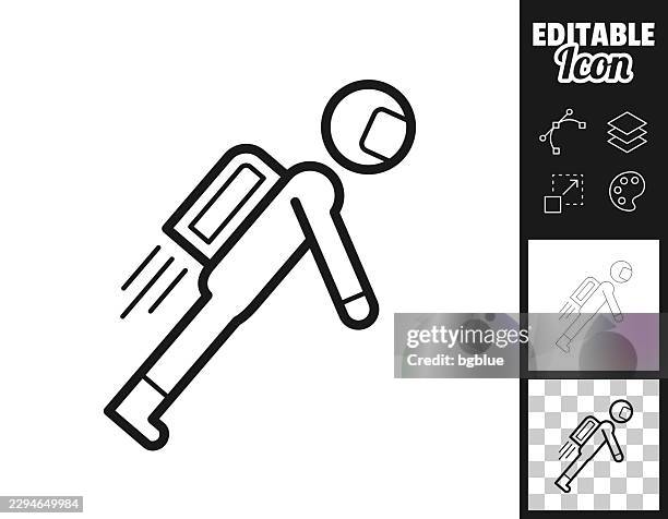 man with jetpack. icon for design. easily editable - flight path stock illustrations