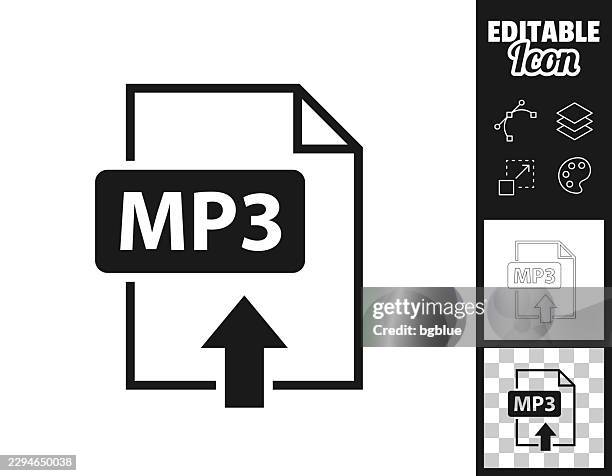 mp3 file upload. icon for design. easily editable - content management system stock illustrations