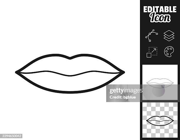 lips. icon for design. easily editable - contour line stock illustrations