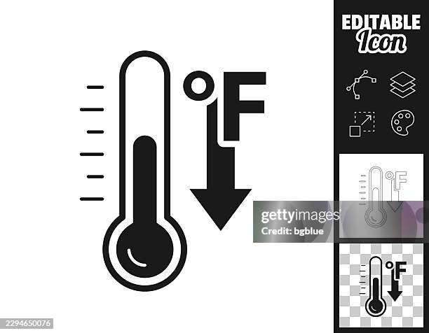 fahrenheit temperature drop. icon for design. easily editable - cold storage stock illustrations