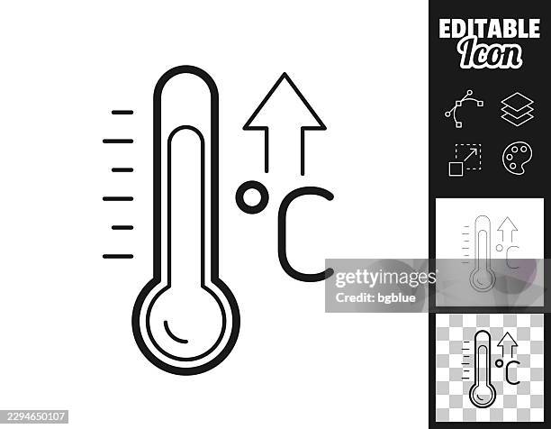 celsius temperature rise. icon for design. easily editable - meteorologist stock illustrations