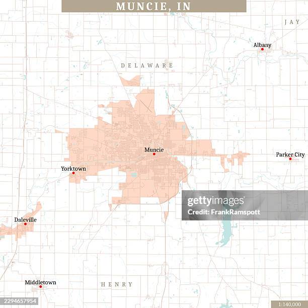 muncie in area 140k vector road map beige - westchester county stock illustrations