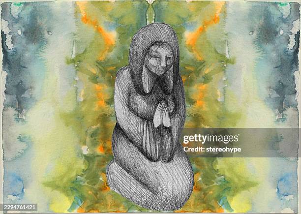 praying mother - cloud native stock illustrations