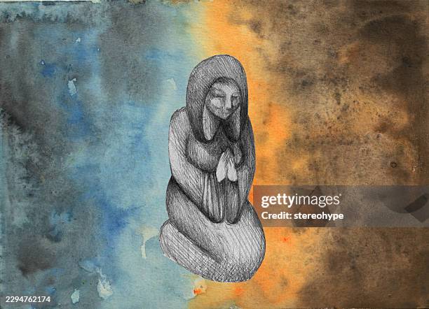 praying mother - cloud native stock illustrations