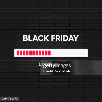 Black friday loading indicator on black brick wall Black friday loading indicator on black brick wall