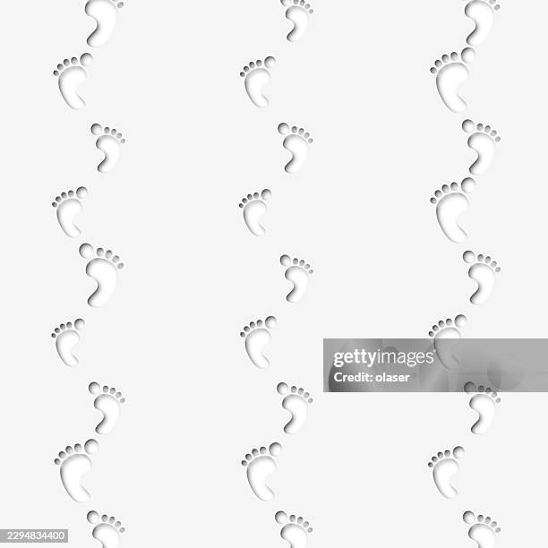 white background with repeating embossed footprint patterns arranged in vertical columns, creating a subtle textured surface with soft shadows and a clean minimalist look. - white cube stock illustrations