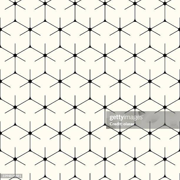 repeating black geometric line pattern on a light cream background, forming a clean tessellated grid with small star-like intersections and a minimal modern feel. - star pattern stock illustrations