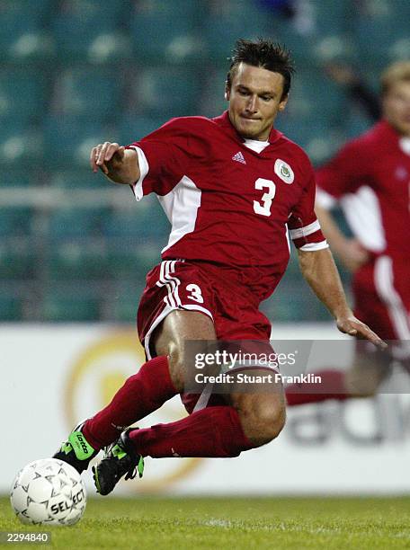 Vitalijs Astafjevs of Latvia in action during the Baltic Cup match between Latvia and Estonia held on July 5, 2003 at the A.Le Coq Arena, in Tallinn,...