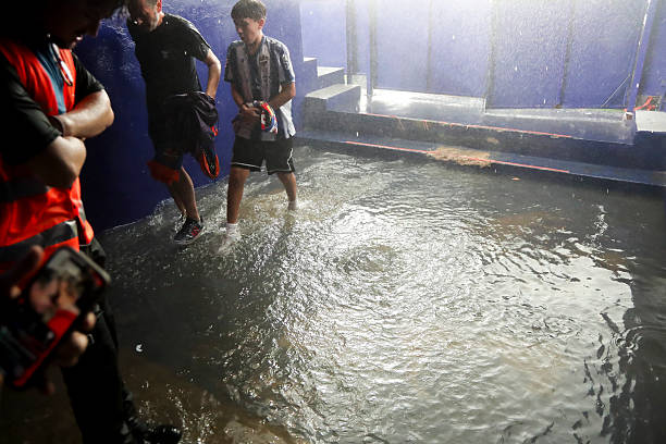 The LaLiga match between Levante and Athletic Club Bilbao is suspended due to a severe storm in Valencia, Spain, at Ciutat de Valencia Stadium on...