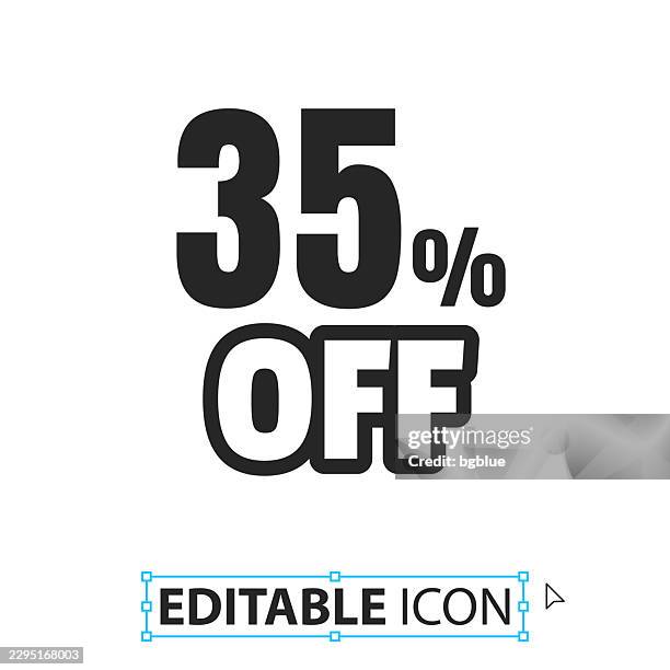 35 percent off (35% off) - editable icon on white background - lower icon vector stock illustrations