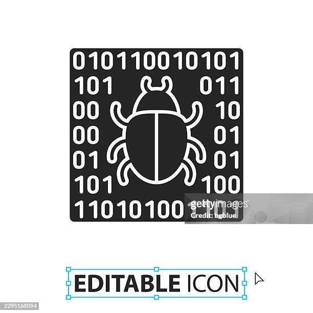 bug in system - editable icon on white background - data matrix white background stock illustrations