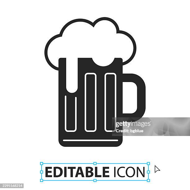 mug of beer - editable icon on white background - cold beer stock illustrations