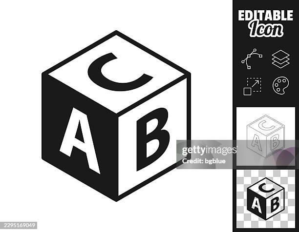 abc alphabet cube. icon for design. easily editable - white cube stock illustrations