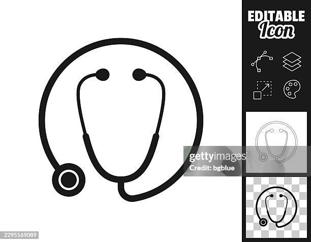 stethoscope in circle. icon for design. easily editable - stethoscope icon solid stock illustrations