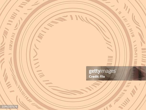 wood grain circle layer abstract background - round cutting board stock illustrations