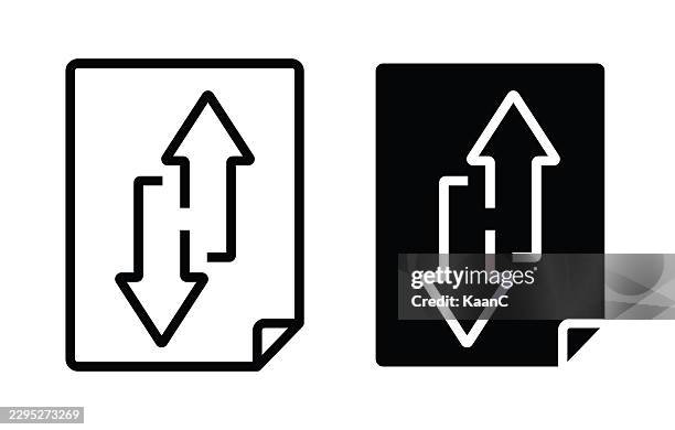 transfer or download-upload document papers editable line icon. pages vector illustration isolated on white. - money printer stock illustrations