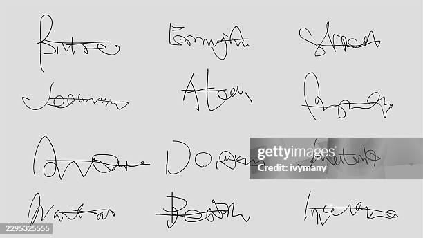 abstract black and white hand drawn anonymous random vector pen signatures symbol collection - random sample stock illustrations