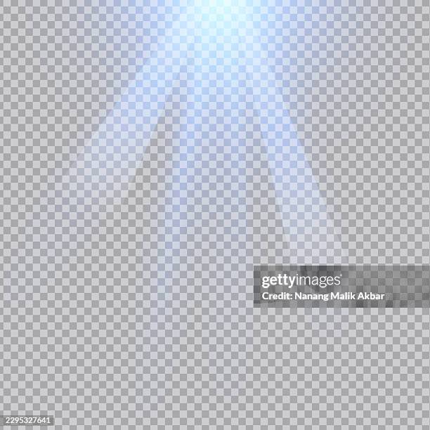 blue sunlight or flare light effect with transparent background - optical lasers stock illustrations