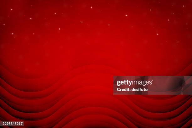 abstract three dimensional textured blank wave pattern squiggled pleated 3d wavy bottom edge border frame of illuminated shiny glittering vibrant red maroon glowing monochrome starry fairy vector cartoon dreamlike magical ethereal christmas background - star pattern background stock illustrations