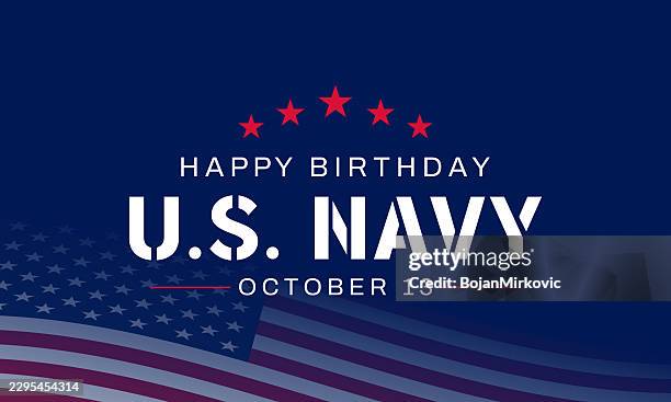 happy birthday u.s. navy card, poster, october 13. vector - us navy stock illustrations