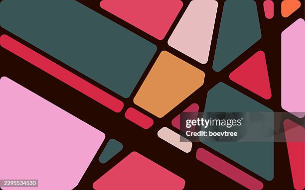 abstract colorful rounded geometric segmented shapes design banner background - table cloth texture stock illustrations
