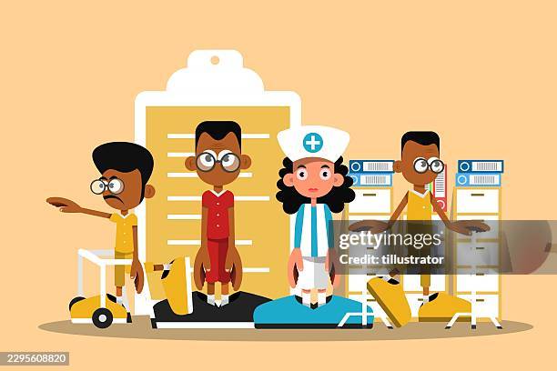 helps a disabled people - two doctors stock illustrations