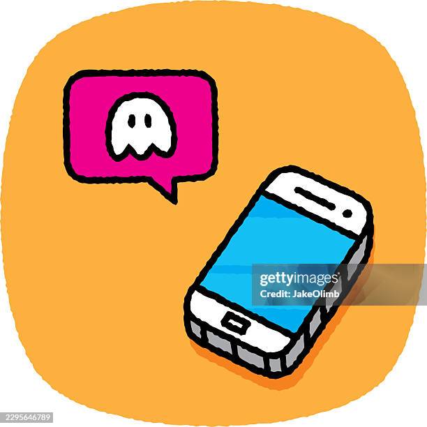 smartphone ghosting doodle 7 - gone wrong stock illustrations
